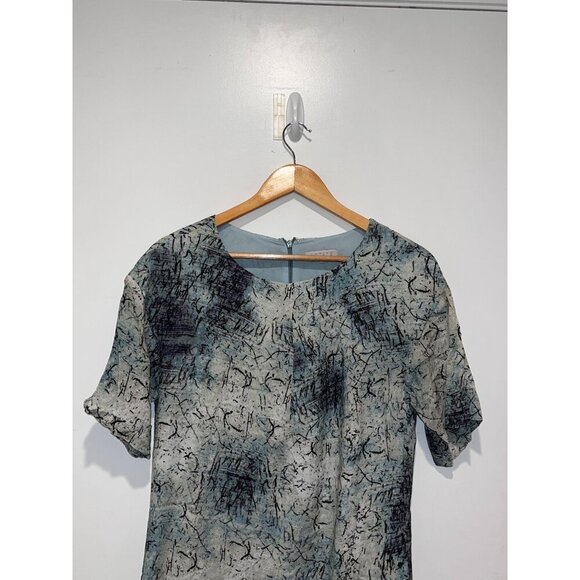 1.State Blue/Gray Abstract Print Crew Neck Women's Mini Dress Size Small - Picture 2 of 6